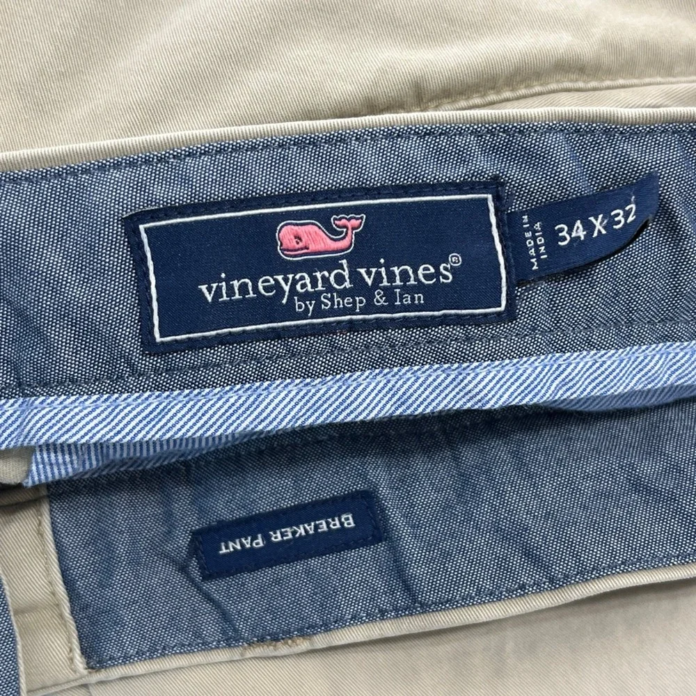 Vineyard Vines Breaker Pant Mens 34x31 Khaki Tan Stretch Cotton Chino Casual
